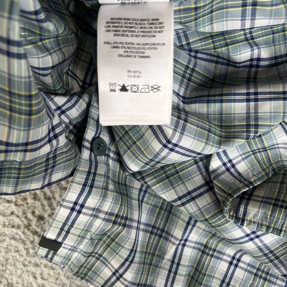 Columbia Shirt Mens M Green Plaid Button Roll Tab Vented Pocket Outdoor Hiking - Picture 8 of 16